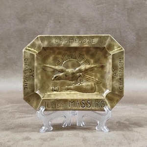 Earthenware  Advertising Ashtray, Champagne Julien Massing Made in France Vintage 1900