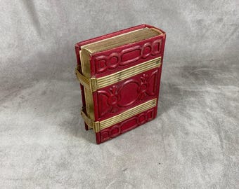 RARE Beautiful photo album or secret book in red leather and brass Made in France End 19th century