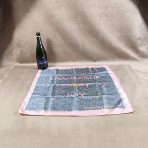 RARE Champagne Nicolas Feuillatte Silk Scarf Made in France Vintage 1980