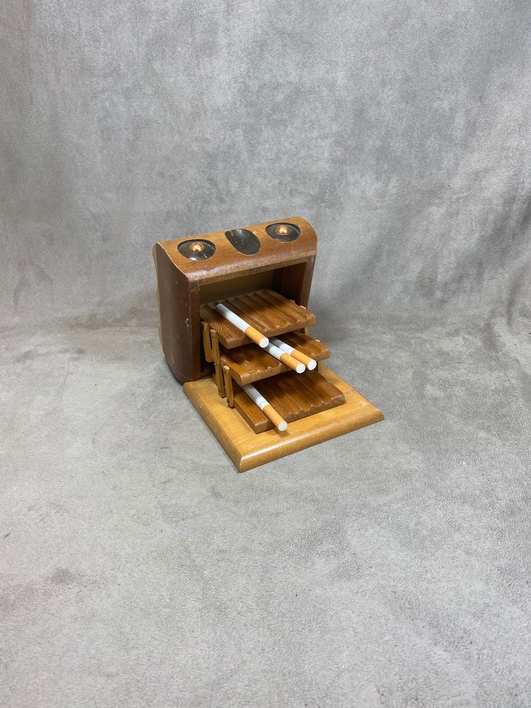 Vintage Wooden Cigarette Box Dispenser Made in France Etsy