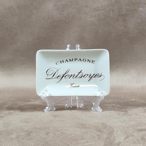 Advertising Ashtray Champagne Defontsoyes Fontette in Faience Made in France Vintage 1970