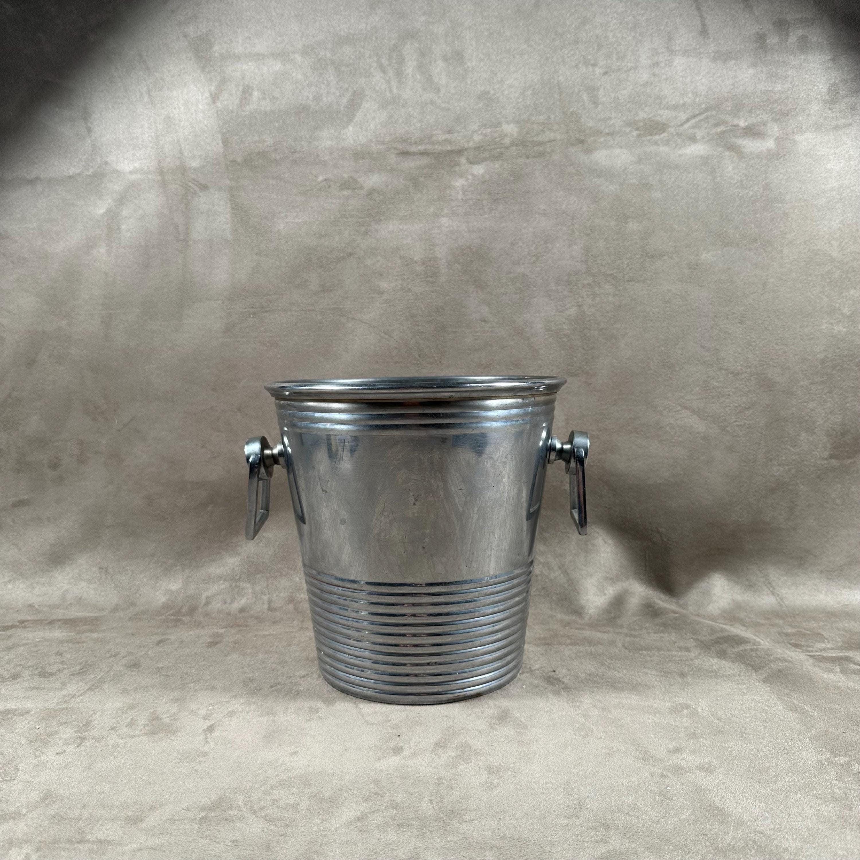 SEAU À CHAMPAGNE en métal argenté et anses en bois - Moderne milieu XXe siècle EUR 35,00 - FR