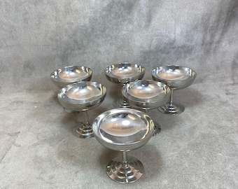 Set of 6 Letang Remy ice cream bowls  in 18/10 stainless steel vintage Made in France