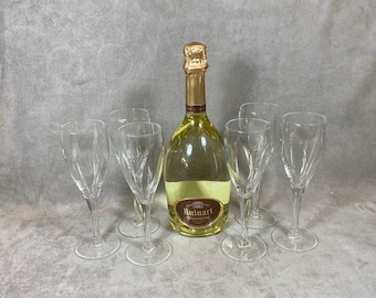 Set of 6 glass flutes Champagne Ruinart Reims vintage