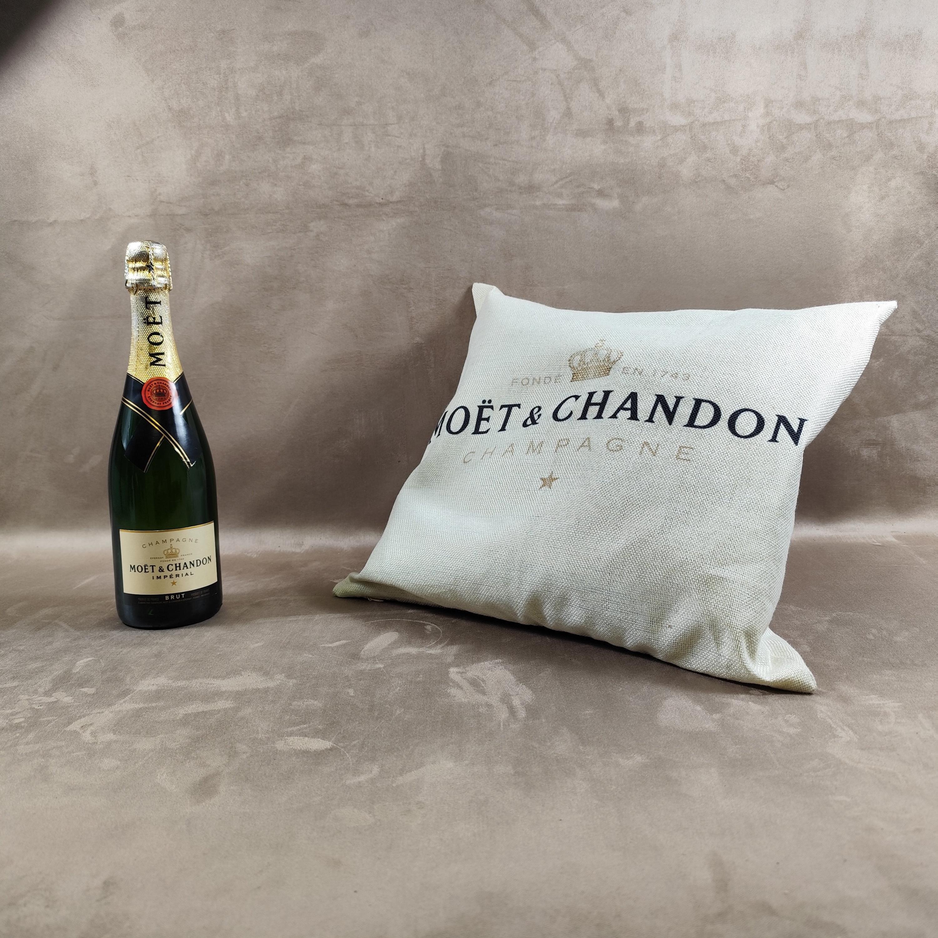 Moët & Chandon Champagne Cushion in Cotton Made in France Vintage