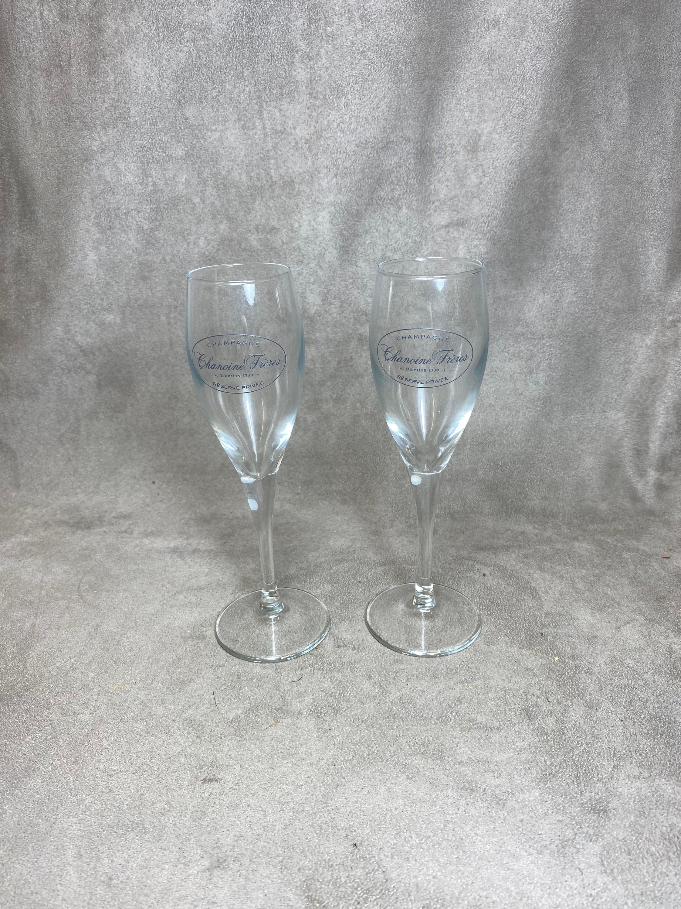 2 Flutes en Verre Champagne Chanoine Vintage Made in France