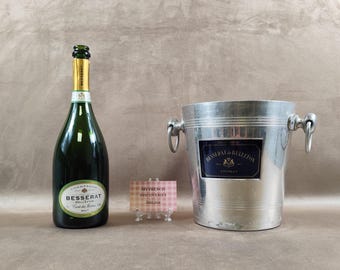 Cubo de champán Besserat de Bellefon de aluminio, Argit Epernay Vintage French