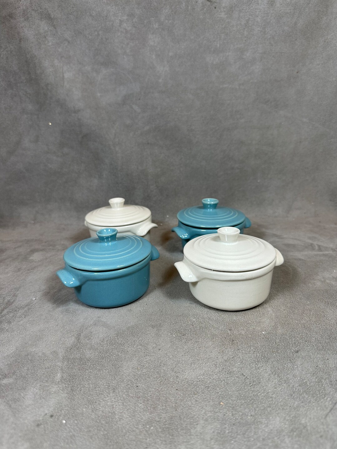 Set of 4 Emile Henry Blue and White Mini Casserole Dishes for Etsy