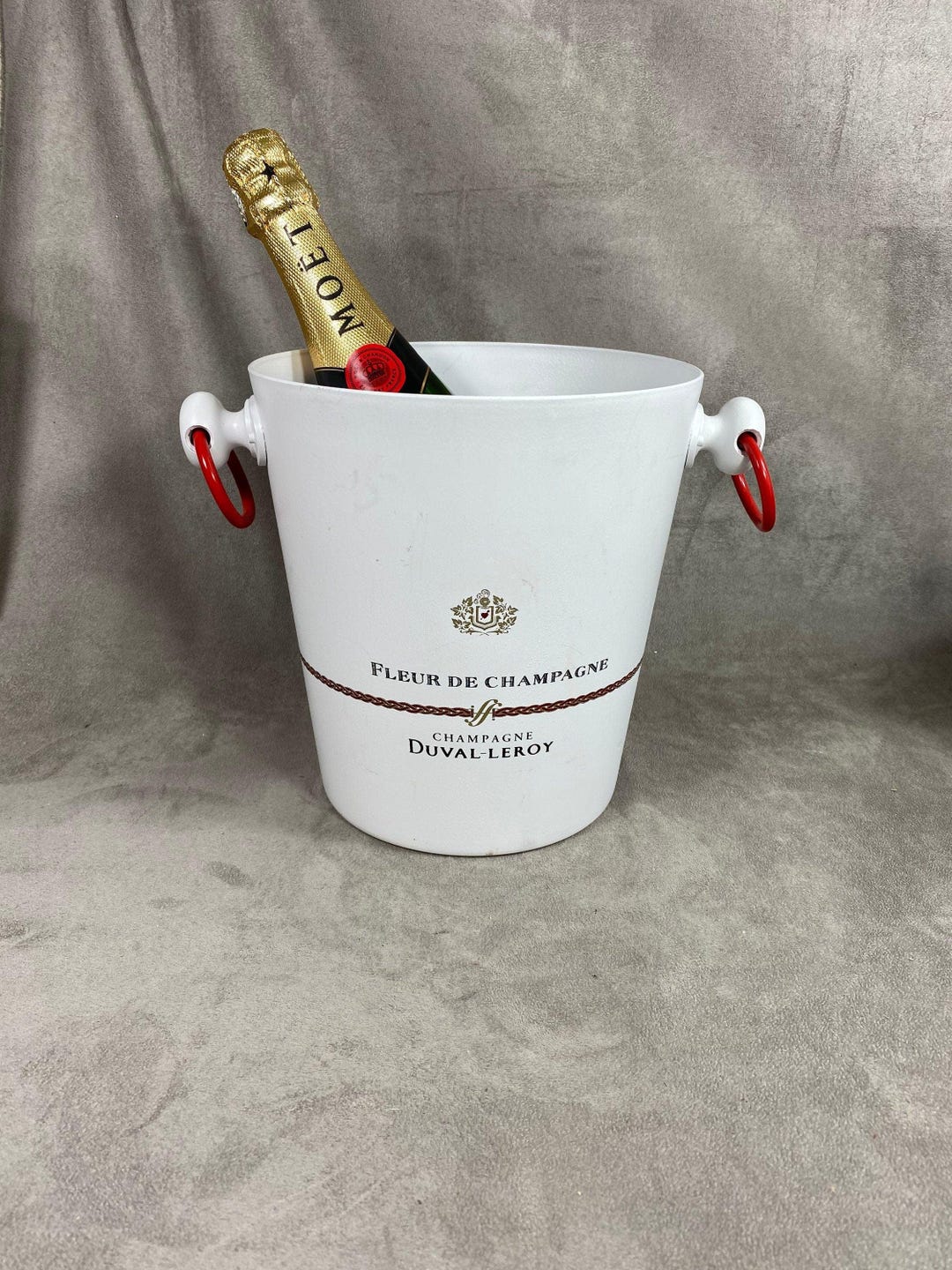Seau à Champagne Art Déco Duval Leroy En Aluminium Signé HB METRY Hauteur 20cm France