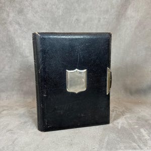RARE Beautiful photo album in black leather and metal Made in France 1890s