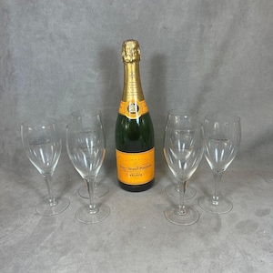 SELTENE 6 Vintage Veuve Clicquot Ponsardin Glasflöten in ihrer Originalverpackung 1960