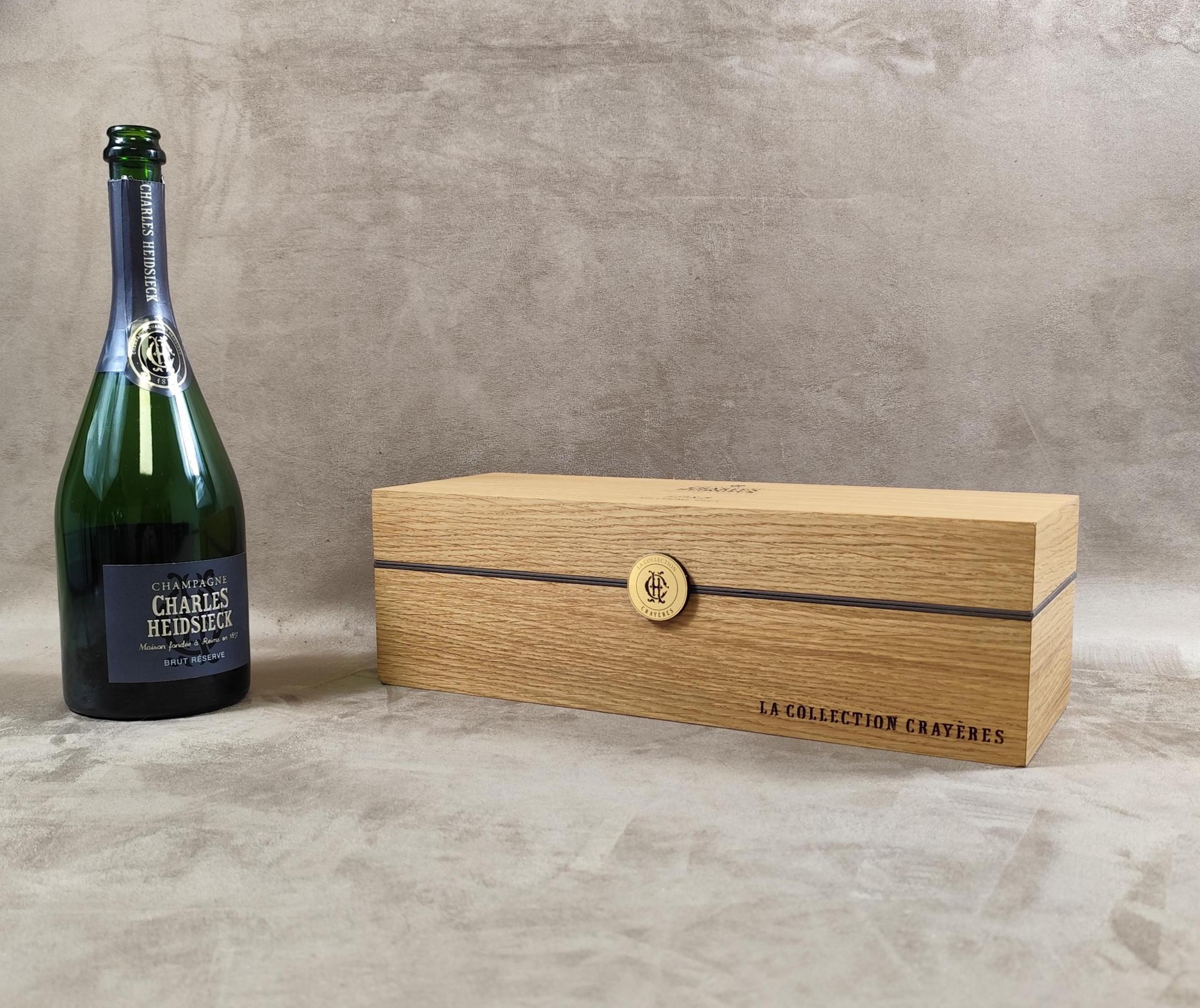 Wooden Champagne Crate Charles Heidsieck Made in France 1980s