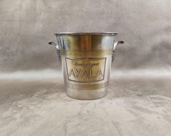 Seau à champagne / vin Art Déco en métal argenté avec anses en anneau En vente s
