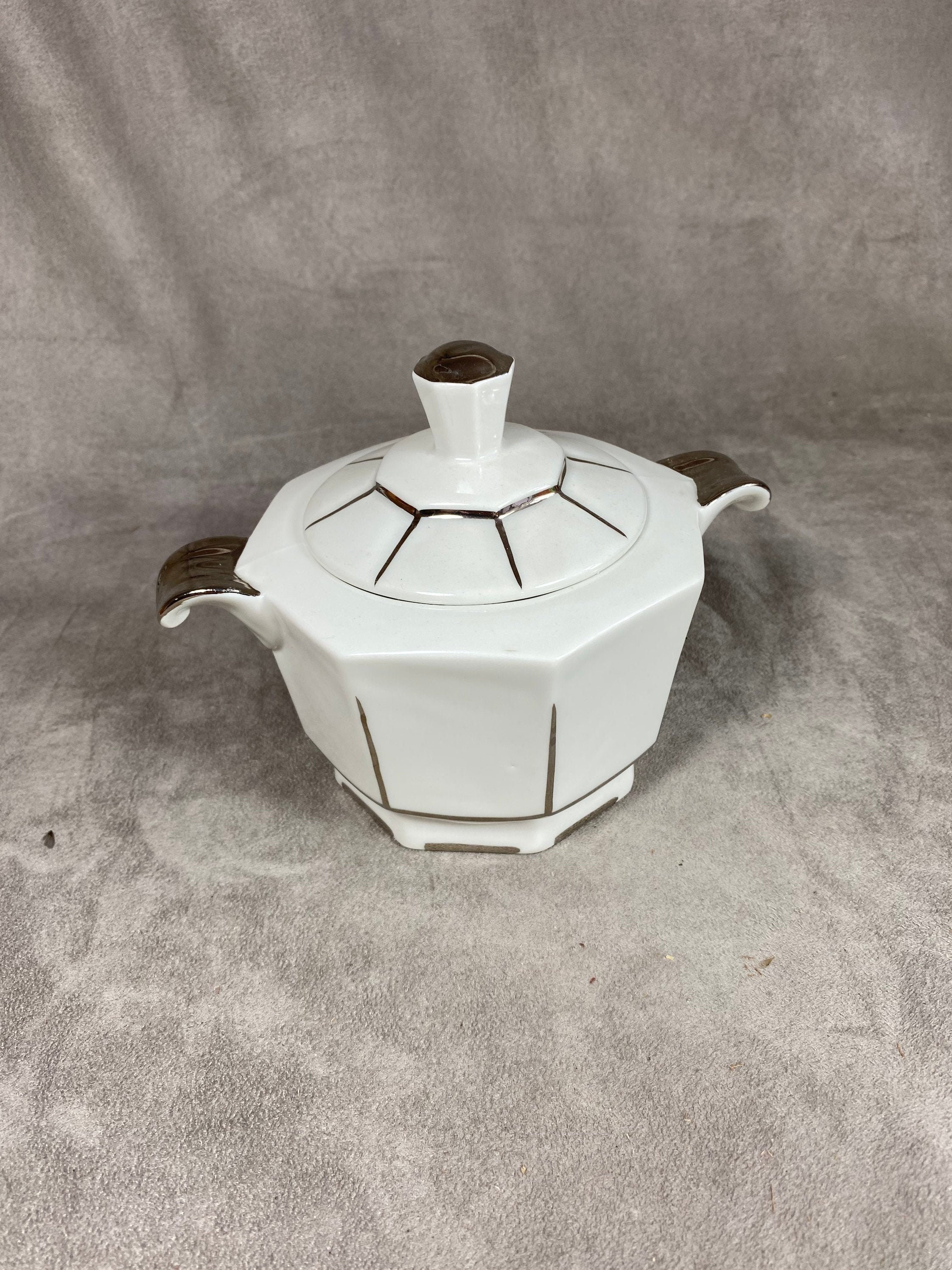 Partie de Service en Porcelaine Sucrier Limoges Elte Pour Léon Texeraud | 1923-1930 Made in France