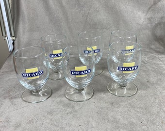 Lot de 6 verres ballon RICARD vintage articles publicitaires | Made in France | Années 1990