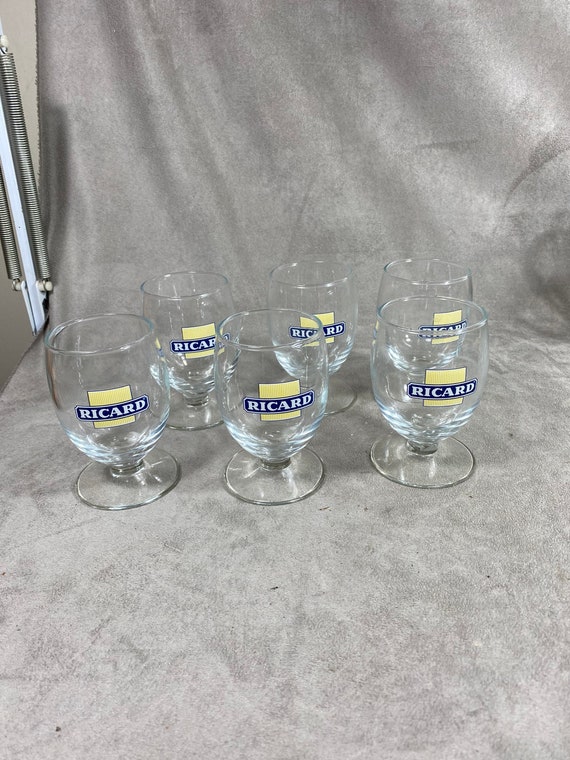 Lot de 6 verres ballon RICARD vintage articles publicitaires Made in France  Années 1990 -  France