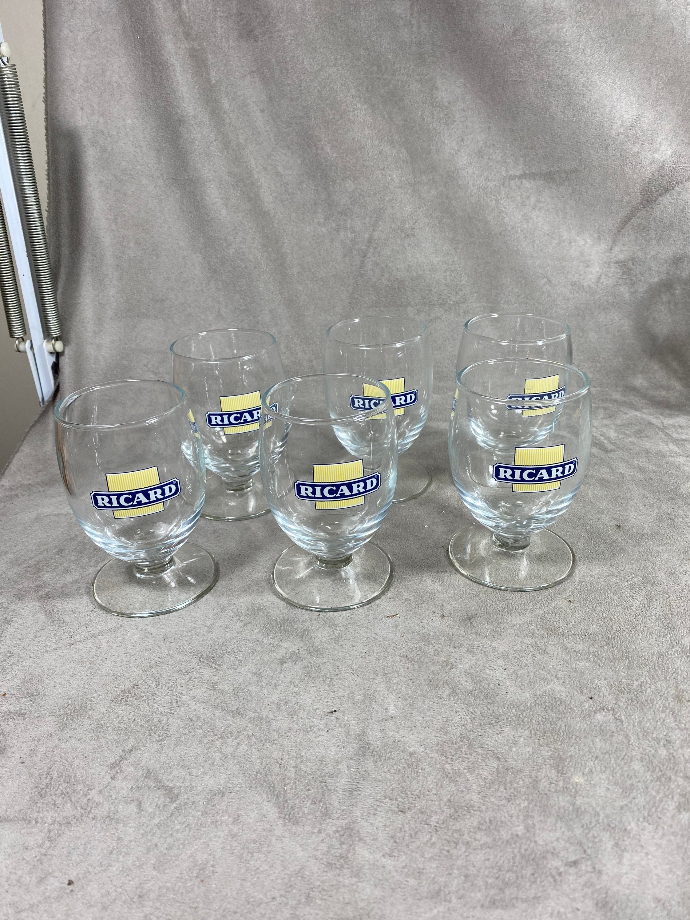Lot de 6 Verres Ballon Ricard Vintage Articles Publicitaires | Made in France Années 1990