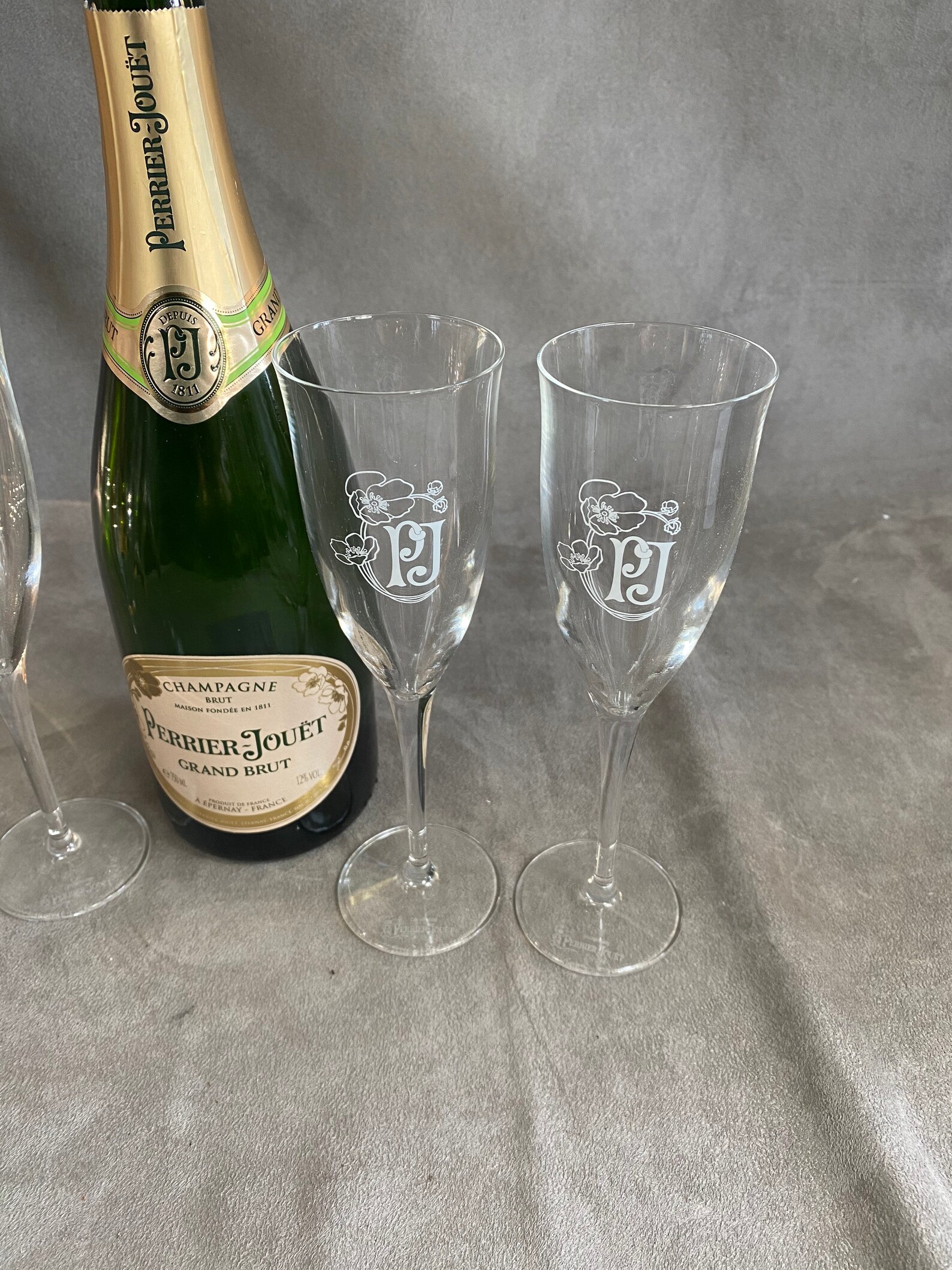 Set of 5 Perrierjouët Crystal Champagne Flutes 1990s Etsy