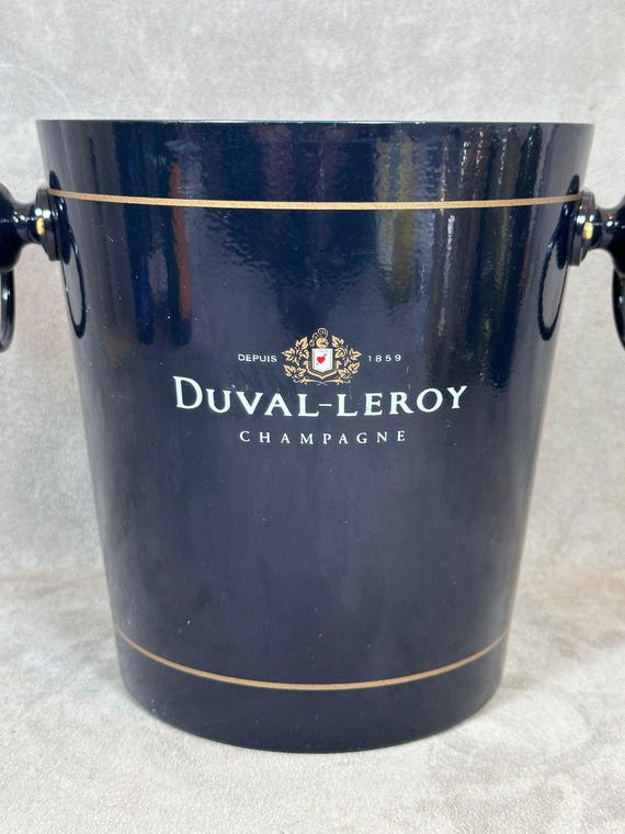 Seau à Champagne Art Déco Duval Leroy En Aluminium Signé HB METRY Hauteur 20cm France