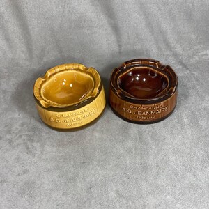 Lot of 2 champagne ashtray A.G Jean Maire in brown and yellow ceramic vintage 1950s