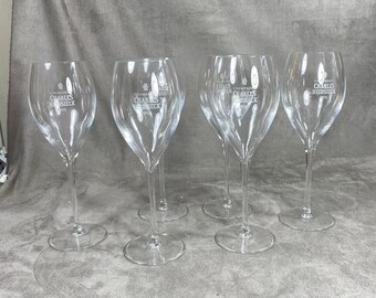 Juego de 6 copas de champán de cristal vintage Charles Heidsieck, década de 1980