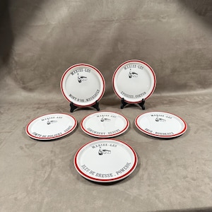 Set of 6 plates Salins on the theme of French wines and cheeses according to the French regions Made in France