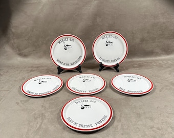 Set of 6 plates Salins on the theme of French wines and cheeses according to the French regions Made in France