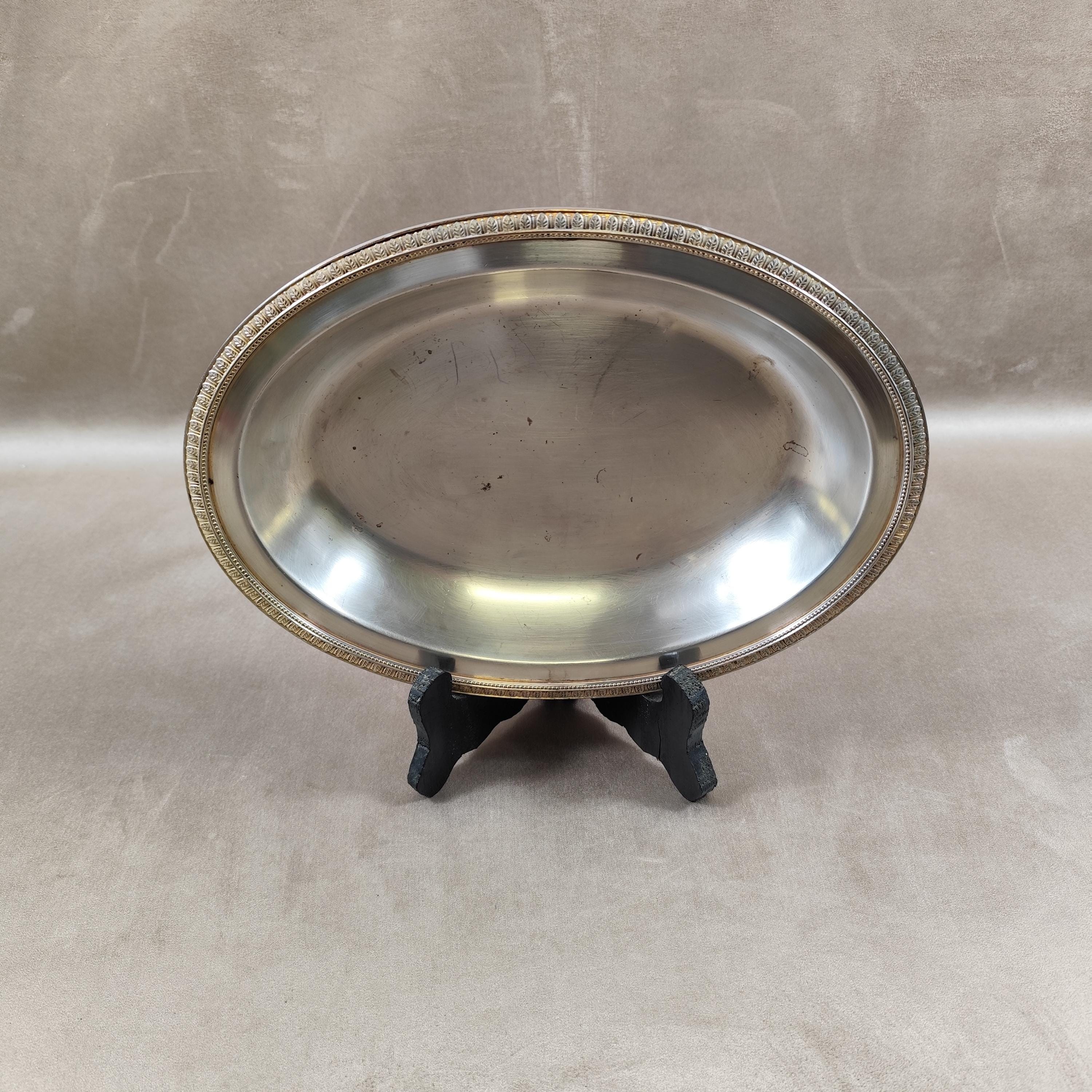 Christofle Oval Silver-plated Platter, Malmaison Line, With