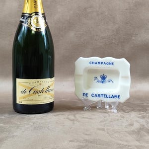 Champagne De Castellane Advertising Glass Ashtray Made in France Vintage 1970