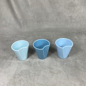 3 blue porcelain coffee cups Pillivuyt vintage porcelain Made in France