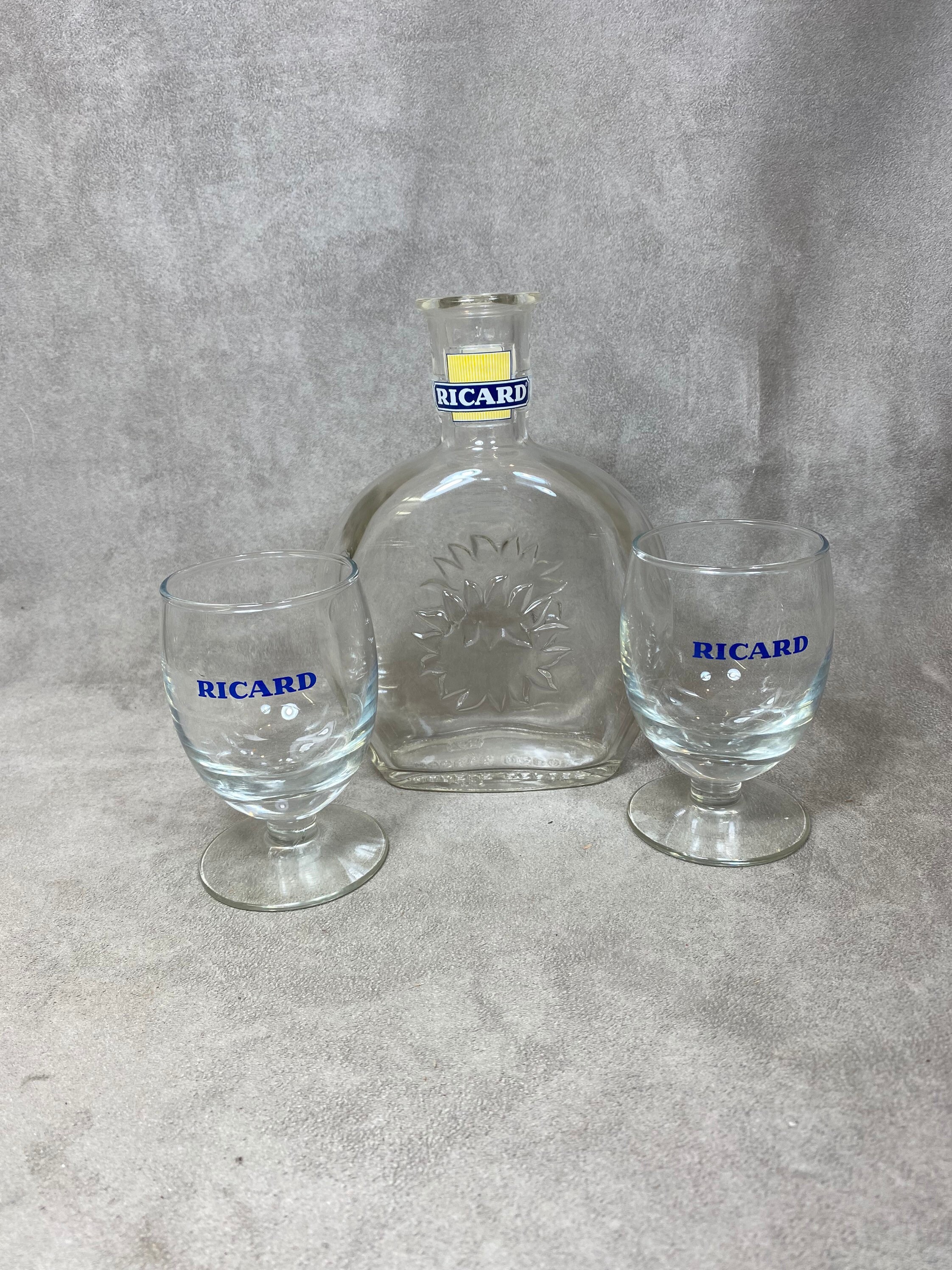 Carafe Ricard et 2 Verres Vintage Articles Publicitaires | Made in France Années 1970