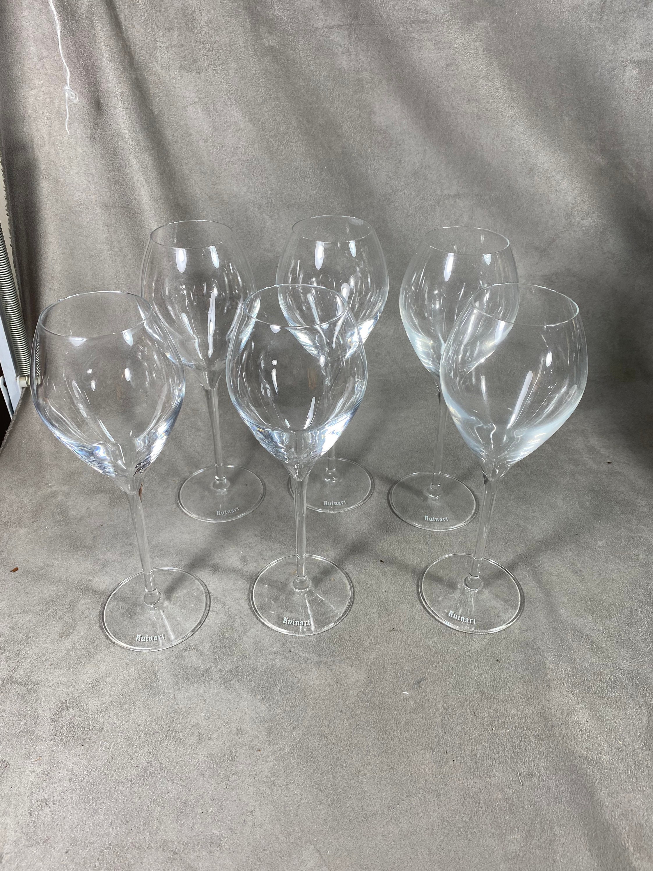 Lot de 6 Flutes en Verre Champagne Ruinart Par Lehman Reims Vintage