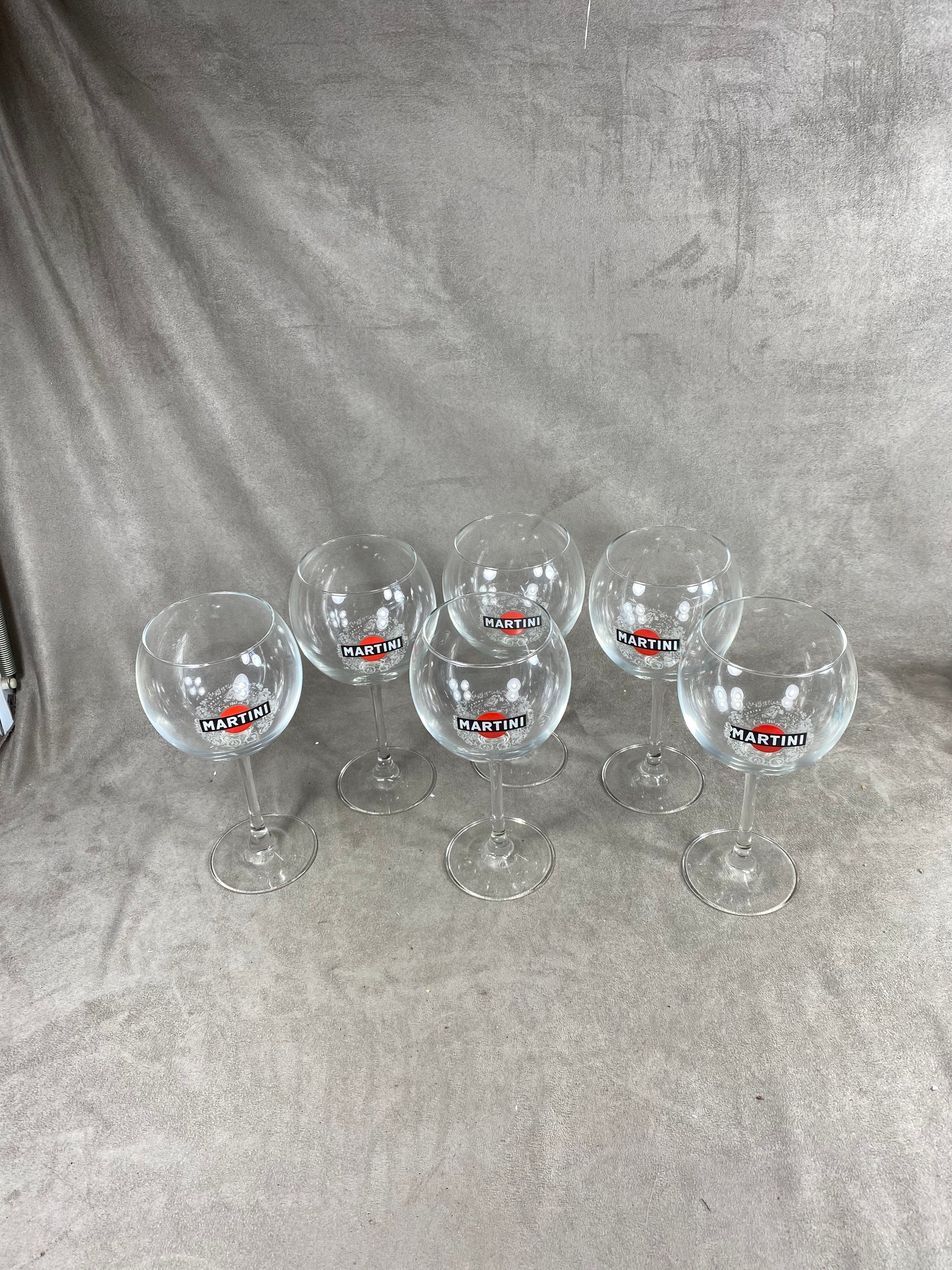 Lot de 6 Verres Vintage Martini Années 1990