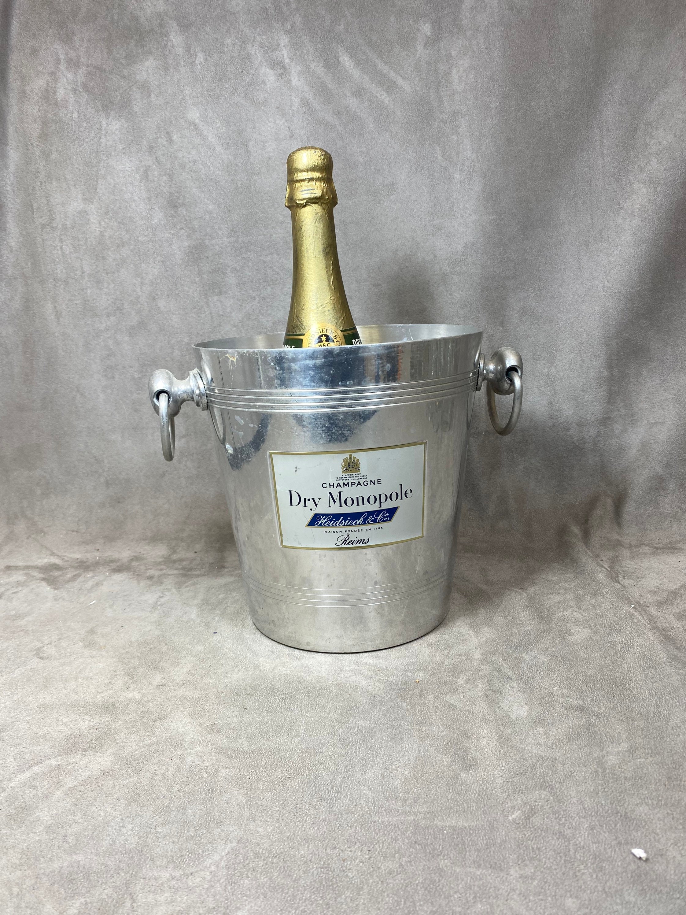 Seau à Champagne Heidsieck&co Dry Monopole en Métal Vintage