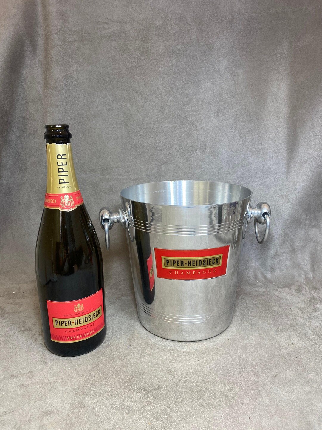 Seau à Champagne Vintage Piper-Heidsieck – Aluminium – Années 80 – Déco
