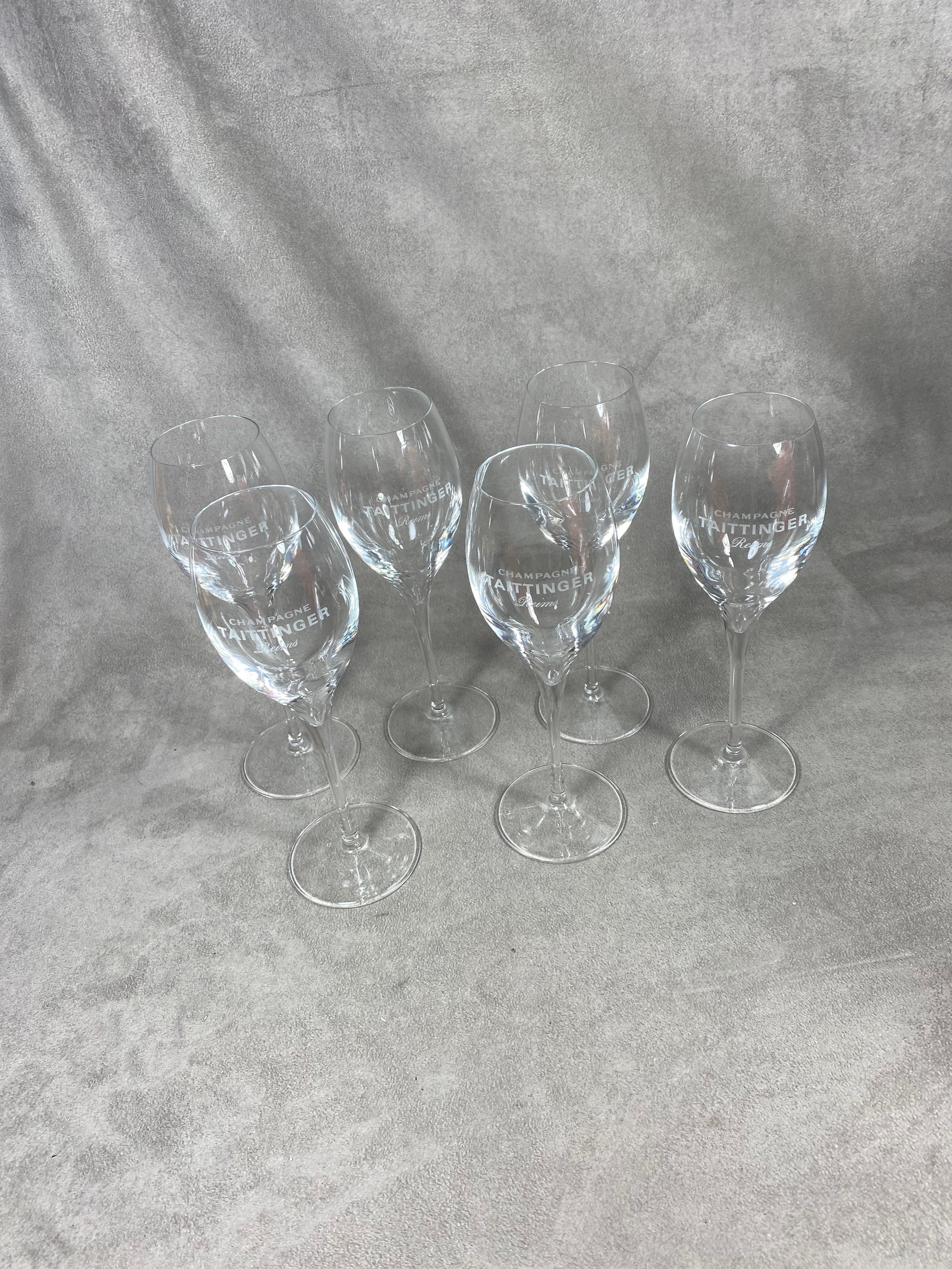 6 Flûte Lehman Reims Pour Taittinger Champagne Vintage en Cristal