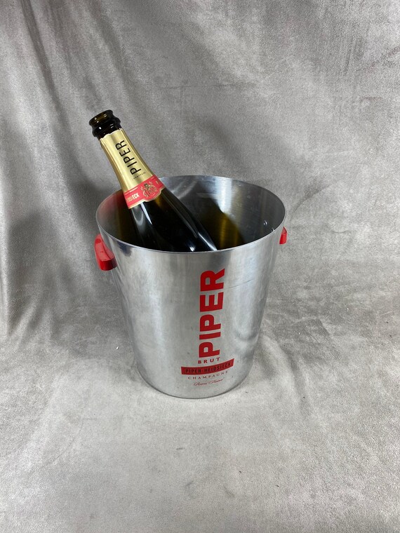 Seau à Champagne Géant Piper Heidsieck, Métal Gris Et Rouge, 35 Cm - Rare