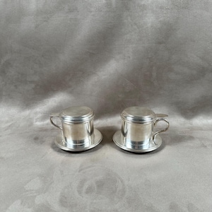 VERY RARE Made in France Silver Metal Vintage Coffee Filter Set