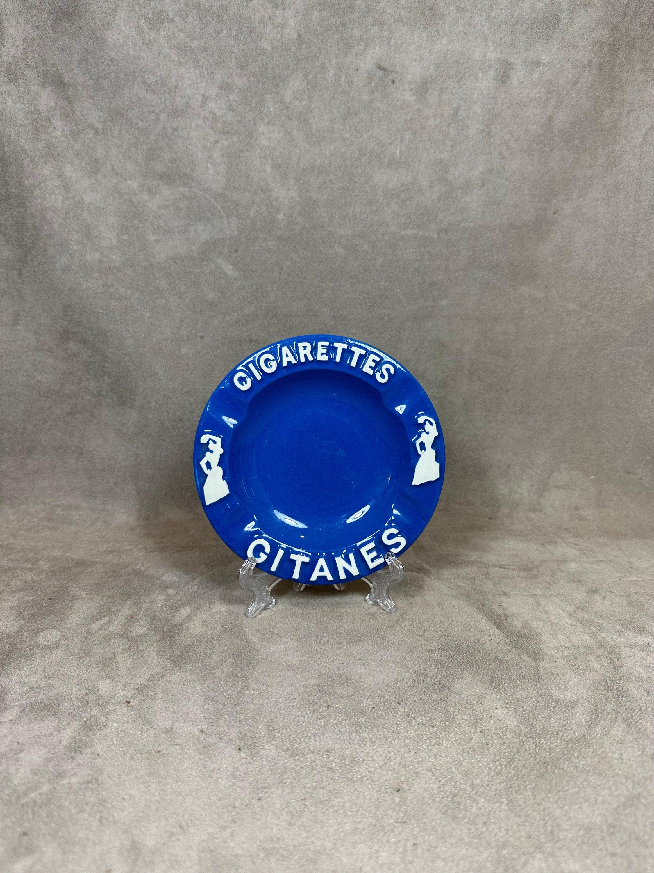 フレンチ ヴィンテージ アンティーク GITANES 陶器製 アシュトレイ 青色 Gitanes Ashtray - Etsy