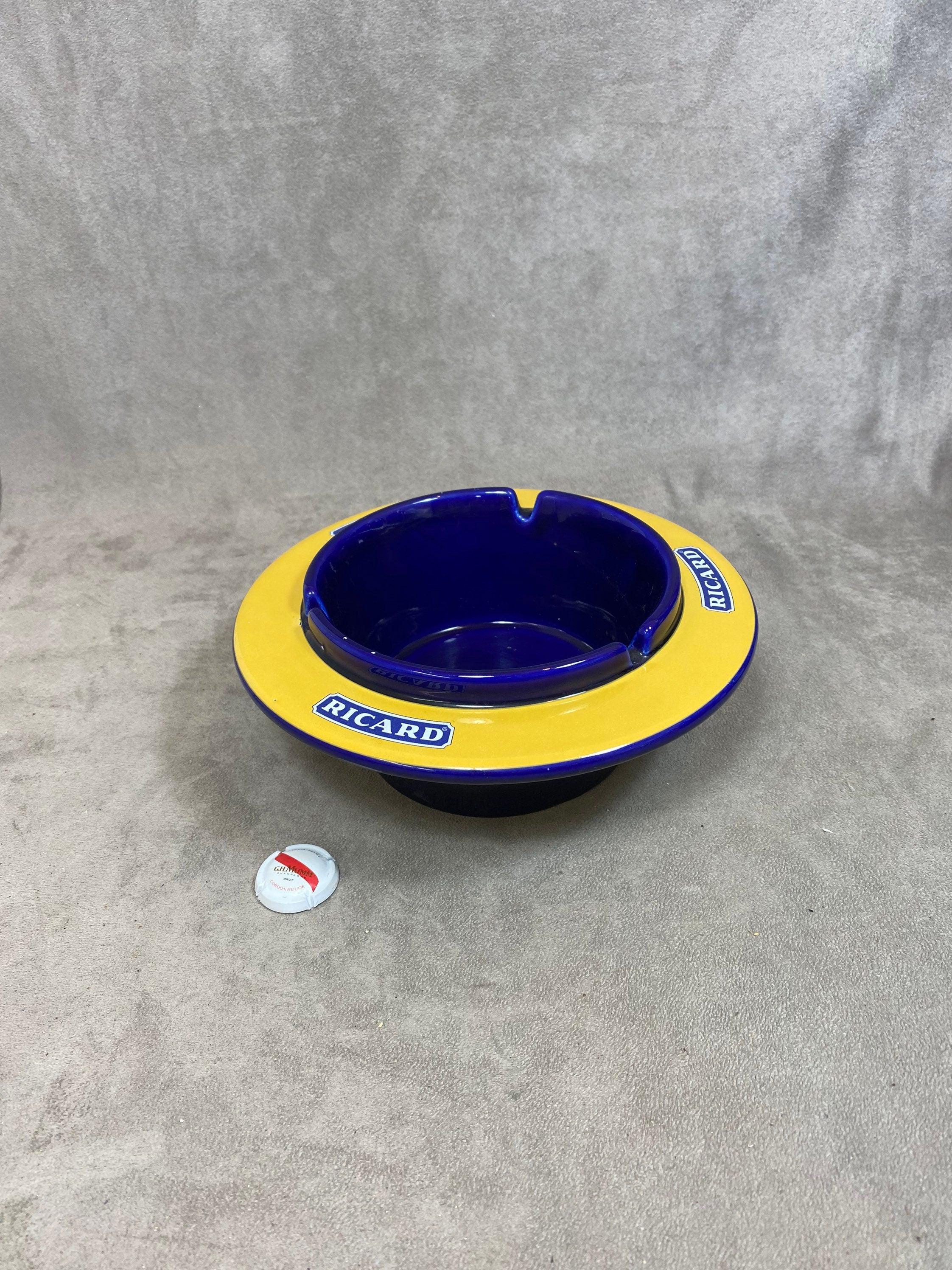 Objet Publicitaire Vintage - Ancien Cendrier RICARD en céramique Jaune - FRANCE (Vers 1960-70) - Décoration
