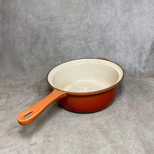 Vintage saucepan Le Creuset orange enamelled cast iron Vintage made in France 1970