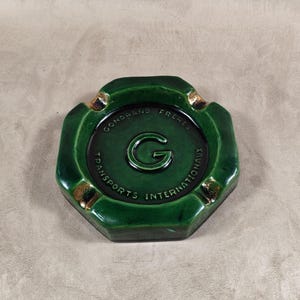 Advertising Earthenware Ashtray Gondrand Frères International Transport Made in France Vintage 1970