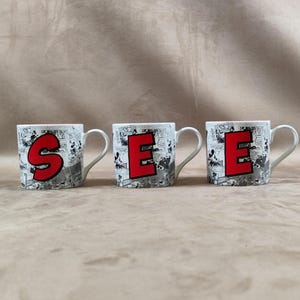 Set of 3 Disneyland Paris mugs with the letters &quot;S&quot; E&quot; &quot;E&quot; with Mickey décor