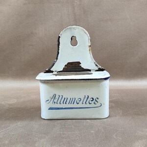 Boîte à Allumettes En Métal émaillé Blanc – Déco Vintage Ancienne
