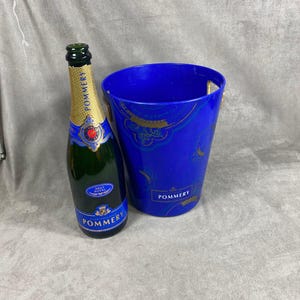 Vintage plastic champagne bucket Pommery blue Made in France