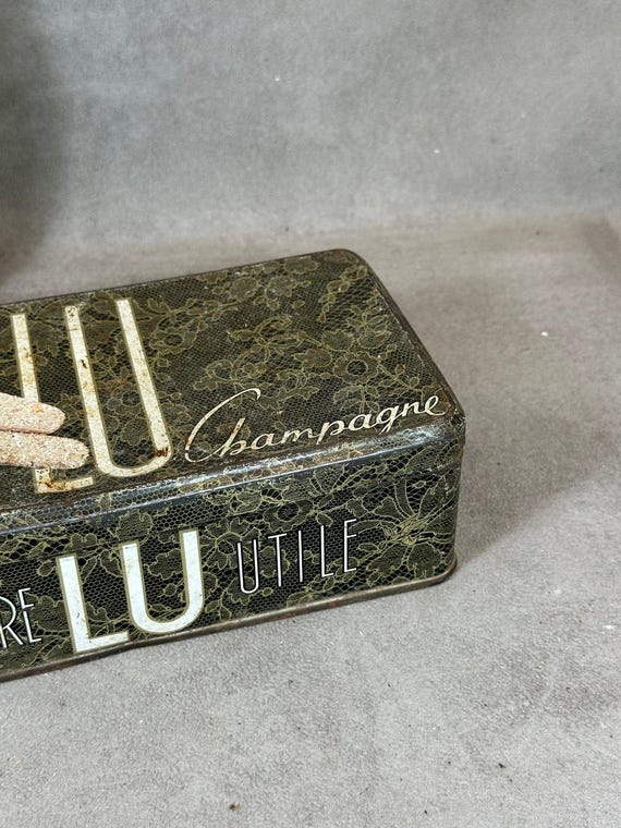 Metal Tin by Lefevre Utile, LU Biscuits Champagne, Made in France