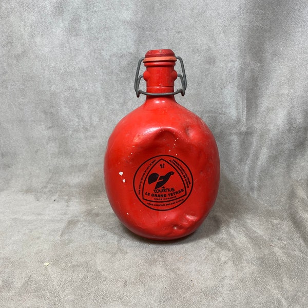 Gourde Le Grand Tétras rouge aluminium bouchon mécanique vintage contenance 1 litre Made in France