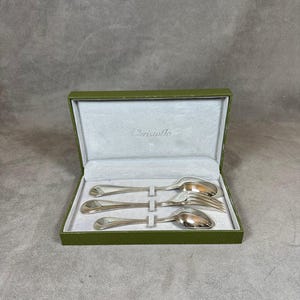 RARE 3 beautiful cutlery Christofle baptisms in silver metal plated in their original case Made in France