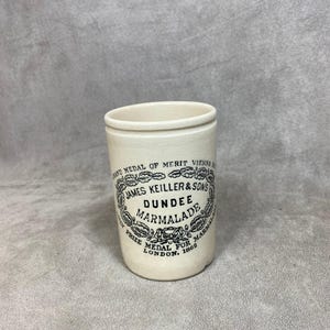 VERY RARE Antique James Keiller & Son Ltd Grès DUNDEE 1lb Orange Marmelade Jar,-Ancien Pot à Confiture en Faience Anglaise- XIXe