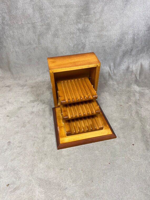 Vintage Wooden Cigarette Box Dispenser Made in France Etsy